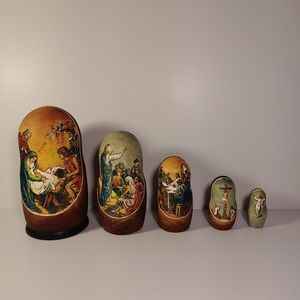 Nativity Scene Nesting Doll Set Life Of Christ Hand Painted Rare Signed Artist